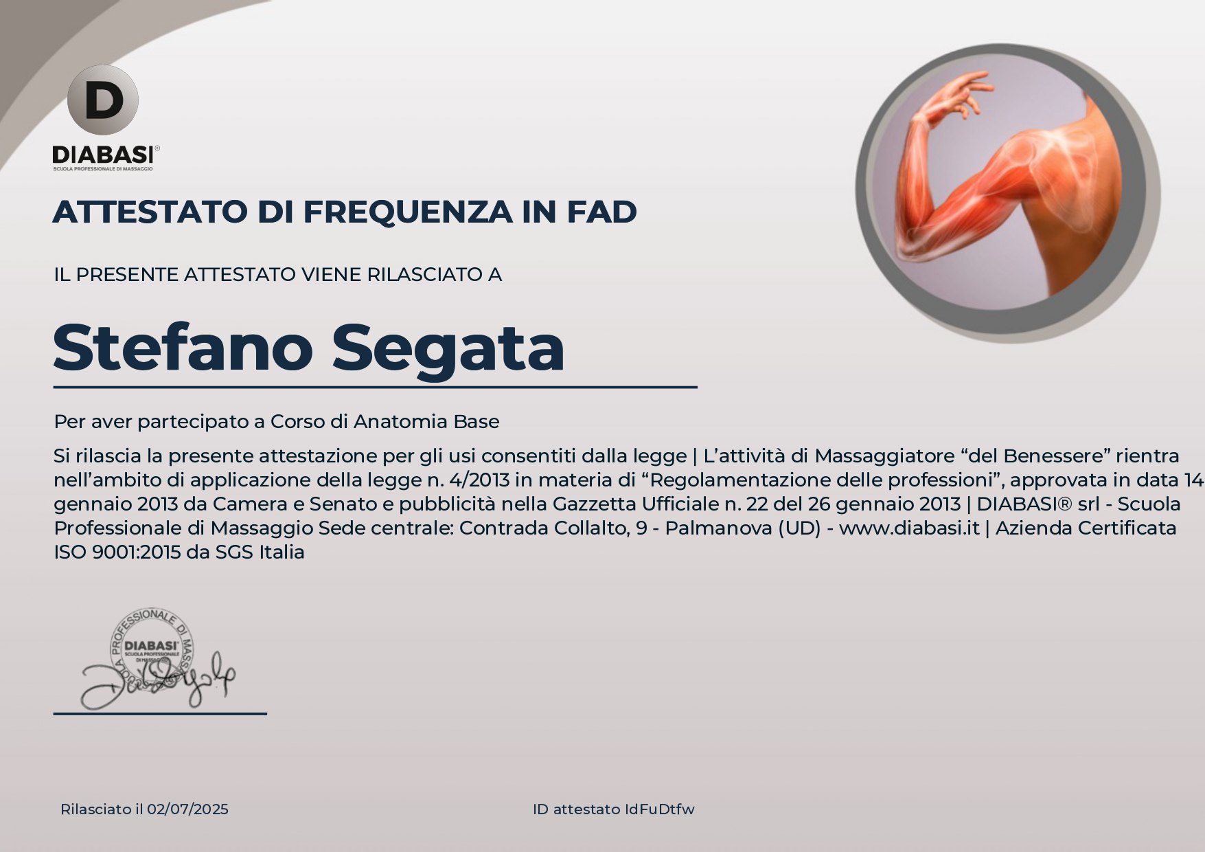 Attestato Stefano Segata 1